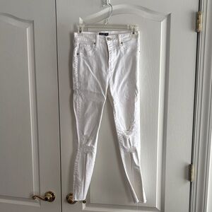 Abercrombie & Fitch White Distressed Skinny Jeans